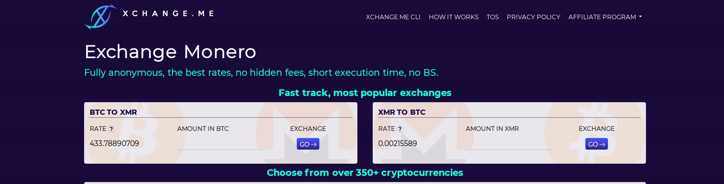 xchange.me anonymous crypto exchange